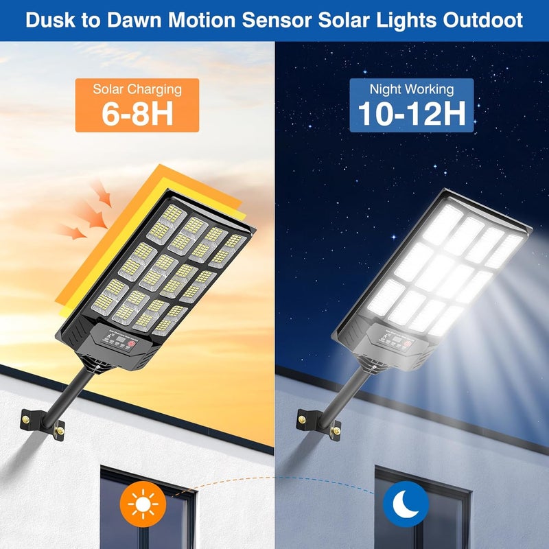 Heisolcool Solar Street Lights Outdoor Waterproof， Wide Angle Solar Flood Light, LED Parking Light with Motion Sensor and Remote Control, Suitable for Street, Parking lot-1PACK - Image 2